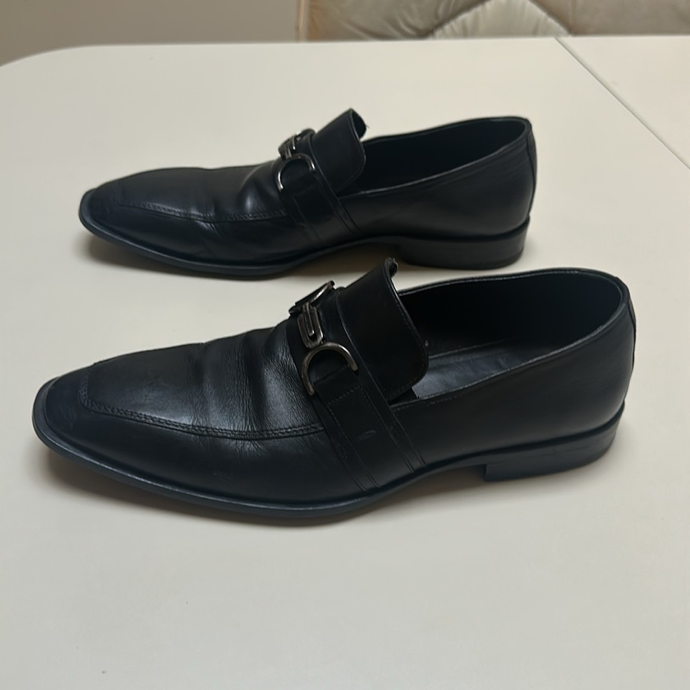 HUGO BOSS LEATHER LOAFERS WITH BRANDED HARDWARE TRIM Men's SIZE 6.5 - Picture 8 of 10
